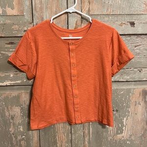 SO Orange Cropped Tee with Cuffed Sleeves